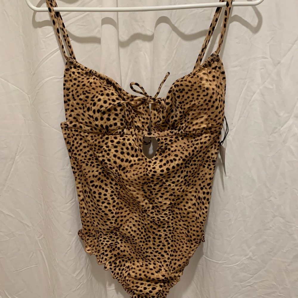 Leopard print one piece swimsuit